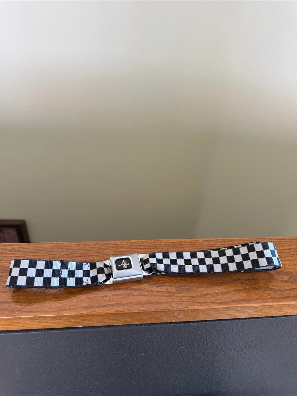 Ford Mustang Checker Flag Auto Seatbelt Buckle Black Belt